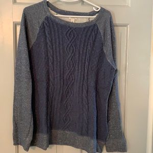 Mixed media cable knit sweatshirt
